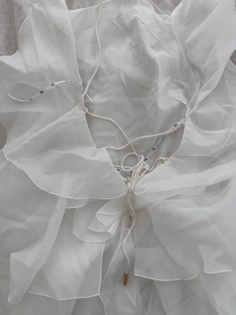 Aje White Ruffled One-Shoulder Mini Dress - Picture 10 of 16
